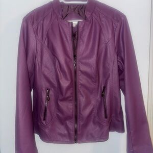 Cleo Women's Deep Purple Faux Leather Jacket